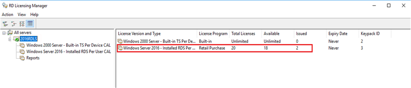 rd licensing manager config