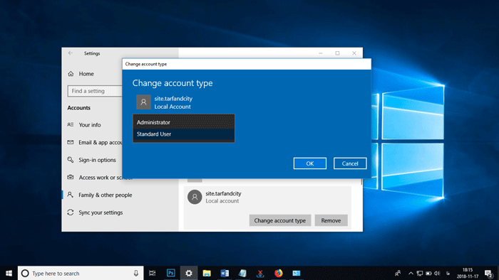 تغییر یوزر اکانت در ویندوز 10 و ویندوز 8 و … image